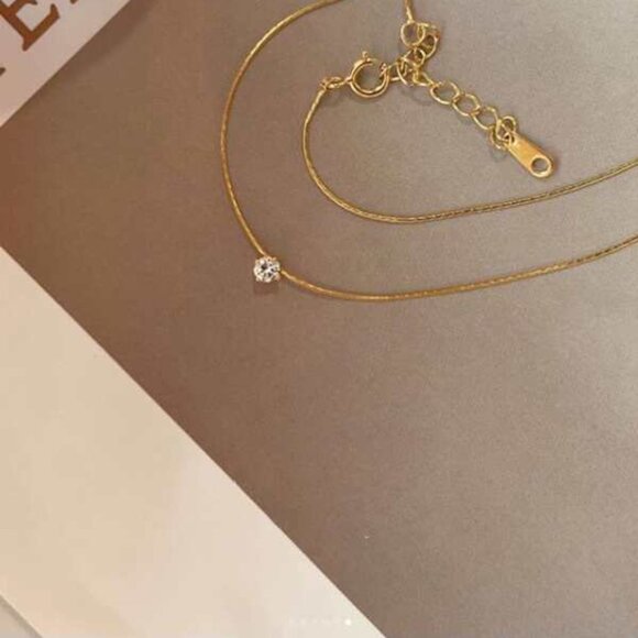 Moissanite Solitaire Pendant Necklace – 18K Gold Filled - Picture 3 of 3